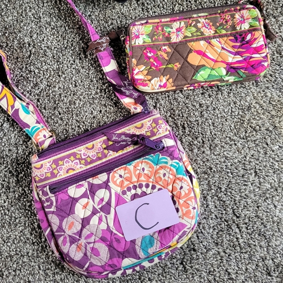 Vintage lot of 2 Vera Bradley plum crazy used fold over english rose wall - Picture 13 of 13